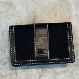 Coach signature monogram jacquard leather and canvas ID/cardholder